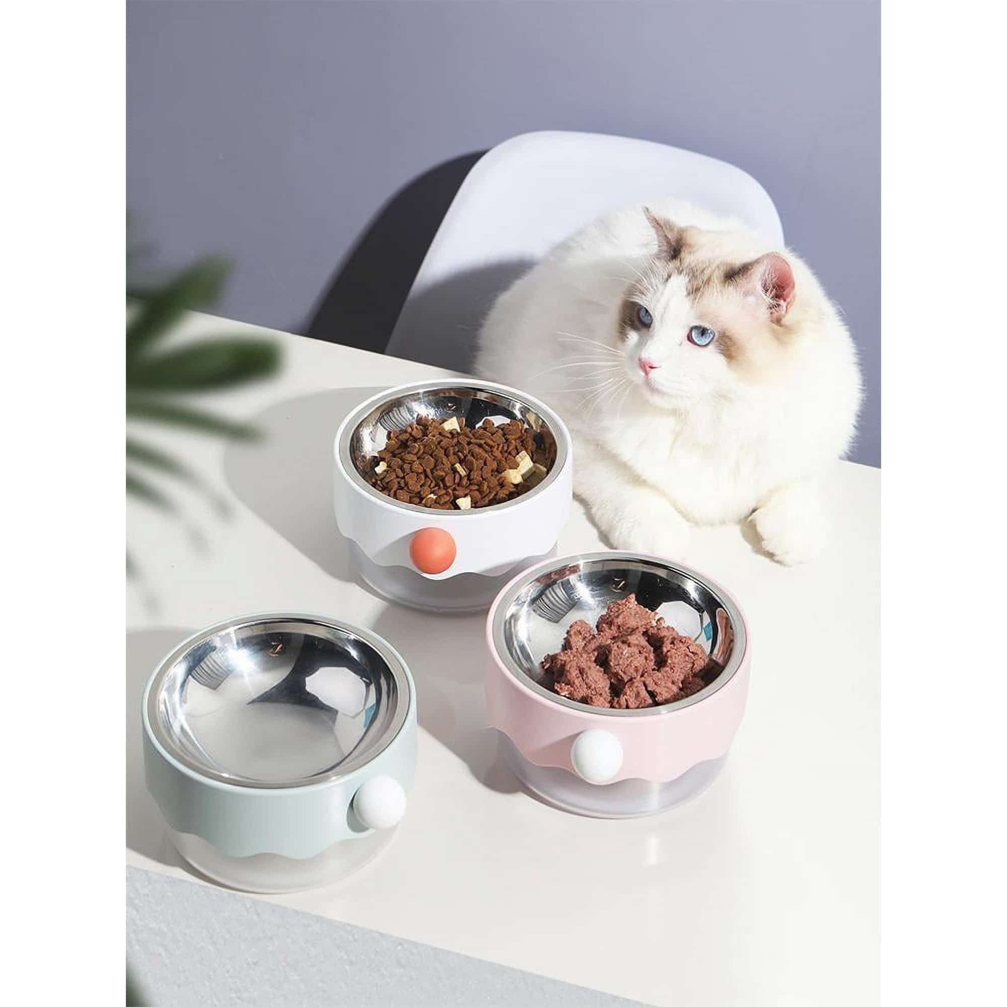 pink clown cat bowl with stainless steel warming compartment