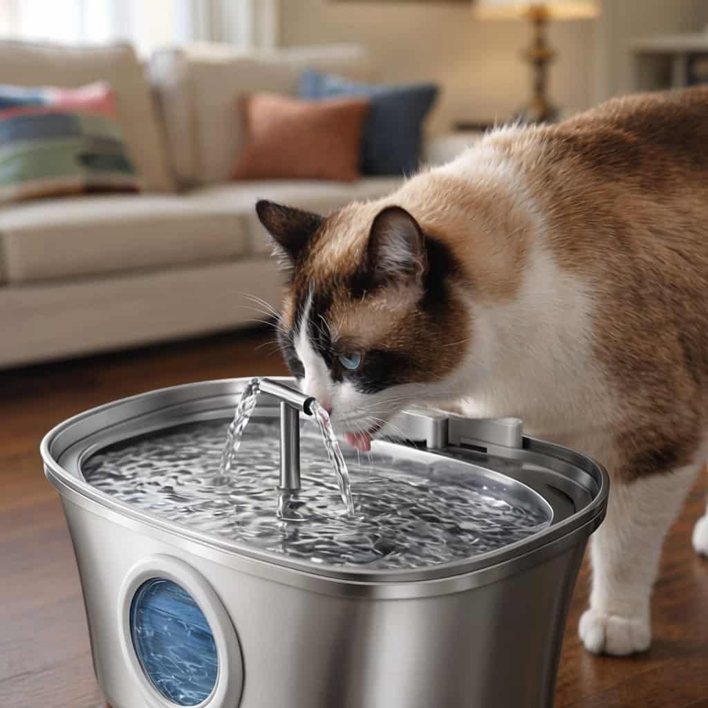 Stainless steel pirate ship pet water fountain