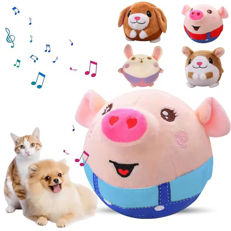 Pink cartoon pig plush bouncing ball toy