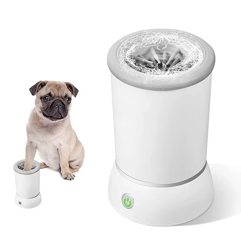 White automatic electric pet paw cleaning cup
