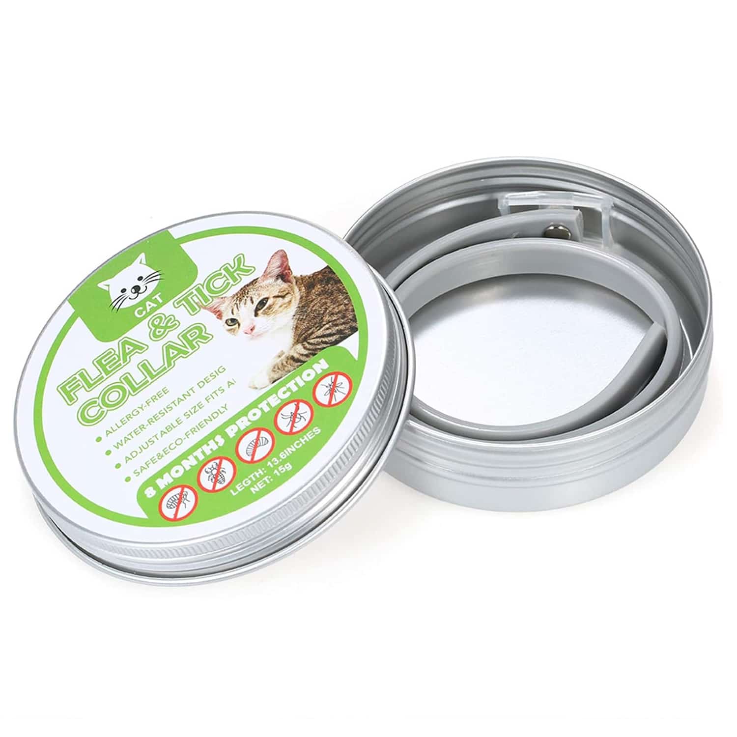 Gray adjustable cat flea and tick collar