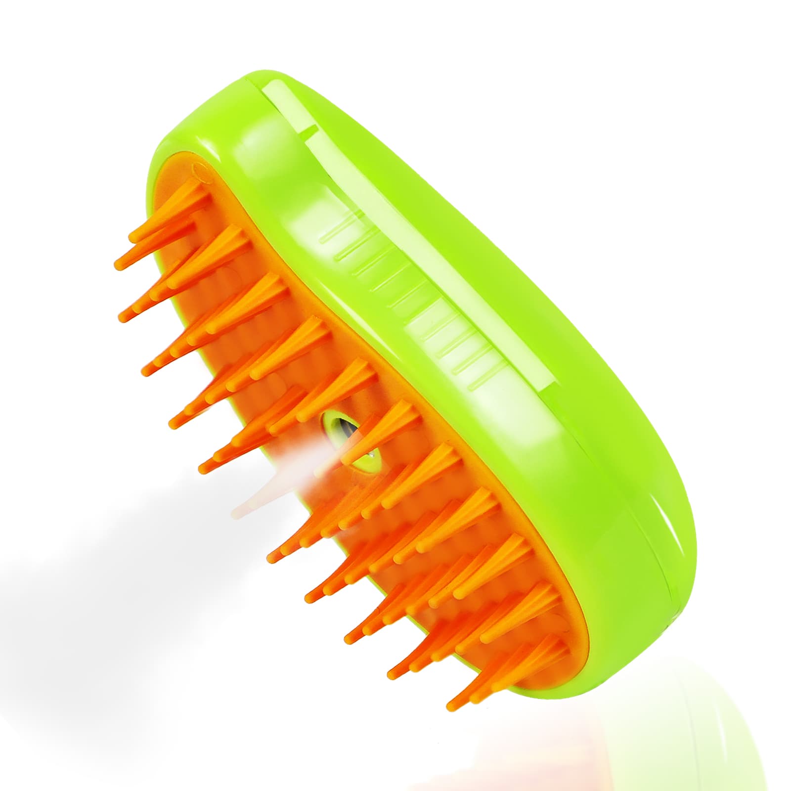 Green 3-in-1 pet steam brush with spray function