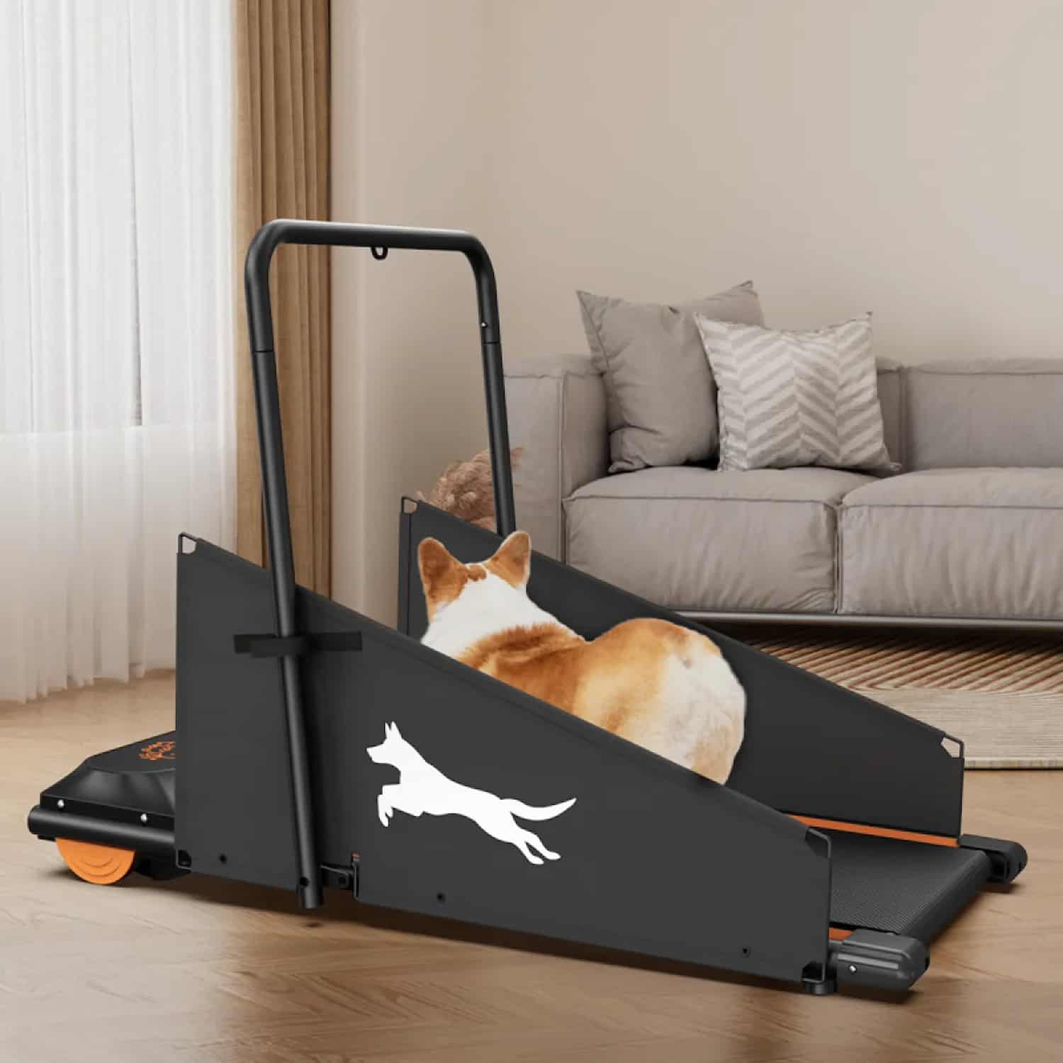 Foldable dog treadmill with side panels and 2.5HP motor