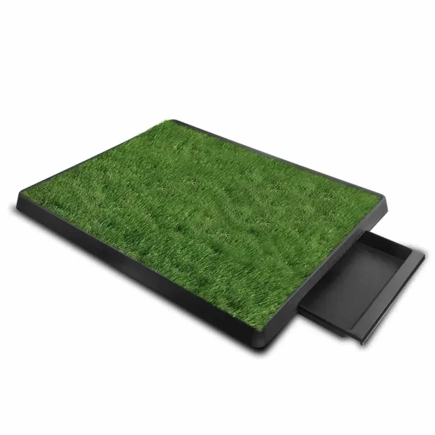 Artificial grass dog potty with 3-layer drainage system and removable tray