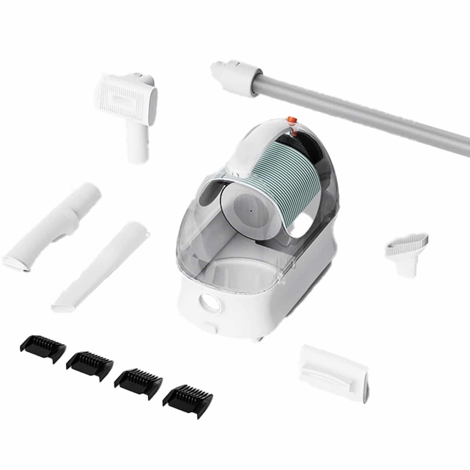 6-in-1 pet grooming vacuum kit with 3-liter canister, wireless rechargeable clipper, paw trimmer, nail grinder, grooming brush, deshedding tool, and 4.9-foot flexible hose for cats and dogs