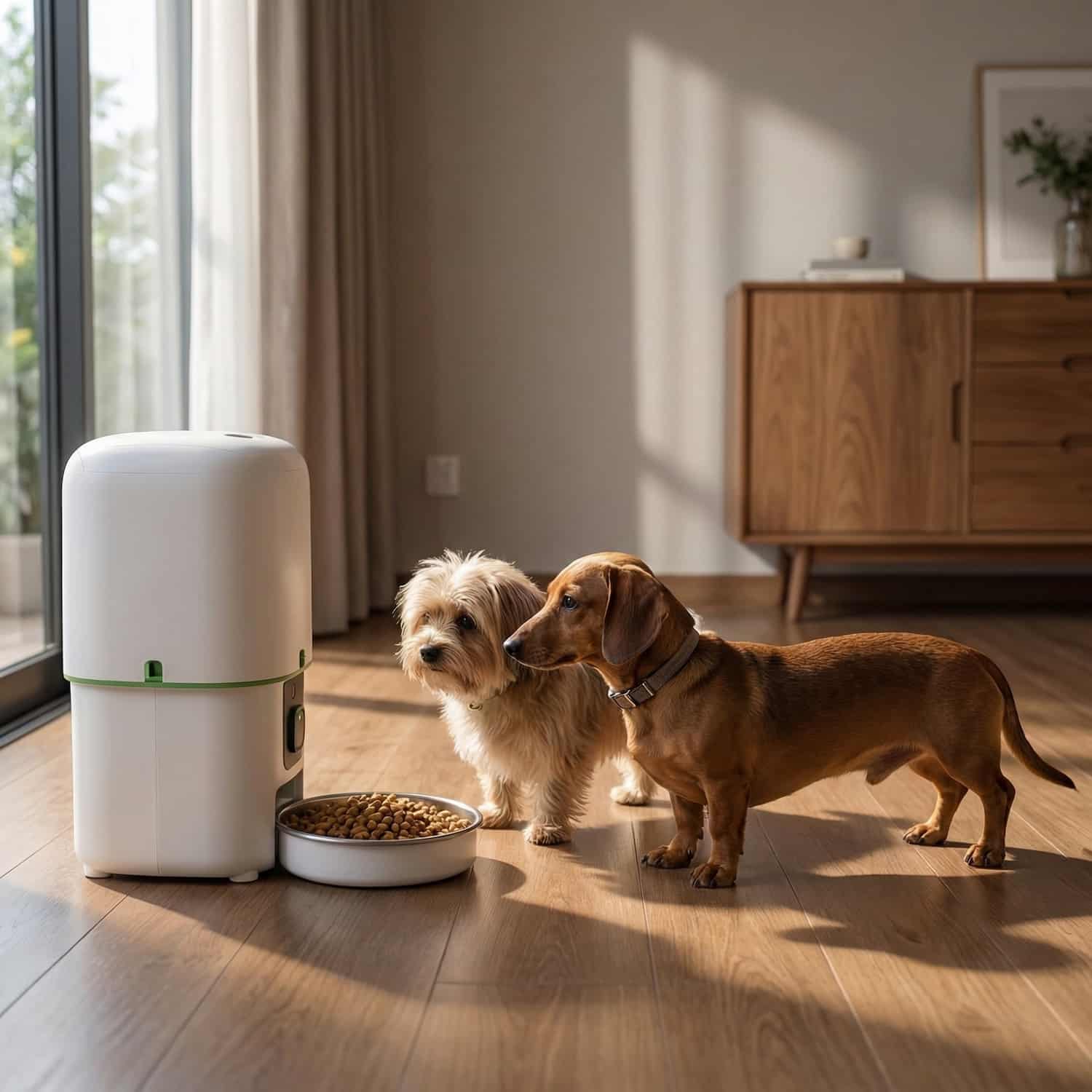 Smartpaw automatic pet feeder with built-in 1080p 118-degree wide-angle night vision camera, two-way audio, blockage sensor, 4L hopper, stainless steel tray, and WiFi app control for cats and dogs